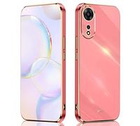ILING Coque pour Oppo A18 4G / Oppo A38 4G, Simple Couleur Unie Dos Galvanisé Bordure Dorée Design Souple TPU Antichoc Protection Ultra Mince Housse Femme Étui (Rouge)