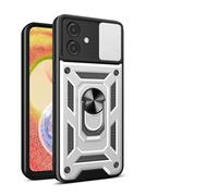 ILING Coque pour Oppo A40 4G / Oppo A40M / Oppo A60 5G, Texture Métal Mate Antichoc Dos Rigide PC Housse, Doux Silicone TPU Bumper Étui avec Support pour Bague et Caméra Couvercle (Argent)