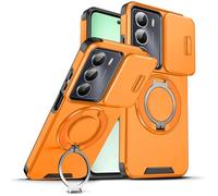 ILING Coque pour Oppo A5M / Oppo A5 5G/4G, Texture Mate Militaire Antichoc Rigide PC Housse Silicone TPU Bumper Étui avec Support pour Magnétique Bague et Caméra Couvercle (Jaune)