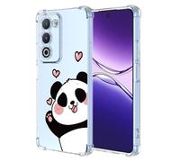ILING Coque pour Oppo A5M / Oppo A5 5G/4G, Très Mince Élégante Fleurs et Animés Mignons Design Femme Étui, Doux Silicone Transparent TPU Bumper Antichoc Housse (Panda Souriant)