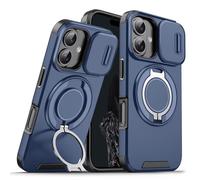 ILING Coque pour Oppo A5X 5G/4G, Texture Mate Militaire Antichoc Rigide PC Housse Silicone TPU Bumper Étui avec Support pour Magnétique Bague et Caméra Couvercle (Bleu)