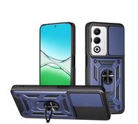 ILING Coque pour Oppo A5X 5G/4G, Texture Métal Mate Antichoc Dos Rigide PC Housse, Doux Silicone TPU Bumper Étui avec Support pour Bague et Caméra Couvercle (Bleu)