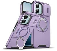 ILING Coque pour Oppo A6X 5G/4G/ Oppo A6K, Texture Mate Militaire Antichoc Rigide PC Housse Silicone TPU Bumper Étui avec Support pour Magnétique Bague et Caméra Couvercle (Violet)