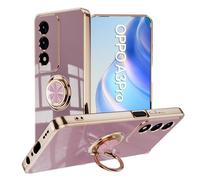 ILING Coque pour Oppo A80 5G avec 360 Degrés Rotation Bague, Luxueux Galvanisé Bordure Dorée Souple TPU Silicone Antichoc Très Mince Housse Femme Étui (Mauve)
