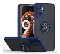ILING Coque pour Oppo A96/Oppo A76/Realme 9i, Mat Translucide Toucher Doux Housse, Antirayures Antichoc Dos Rigide PC + TPU Bumper Silicone Étui avec Support pour Bague (Bleu Royal)