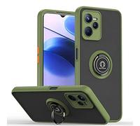 ILING Coque pour Realme C35 4G/Realme Narzo 50A Prime, Mat Translucide Toucher Doux Housse, Antirayures Antichoc Dos Rigide PC + TPU Bumper Silicone Étui avec Support pour Bague (Armée Verte)