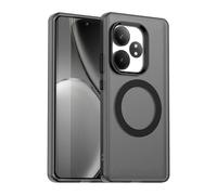 ILING Coque pour Realme GT 6 5G / Realme GT 6T 5G, Compatible avec la Charge Magnétique, Très Mince Mat Translucide Rigide PC Housse, Antichoc TPU Bumper Doux Silicone Étui (Noir)
