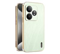 ILING Coque pour Realme GT 7 5G / Realme GT 7T 5G, Conception Unique en Métal Brossé, Prime Finition Cuir Housse, Très Mince Doux Silicone TPU Bumper Antichoc Étui (Vert)