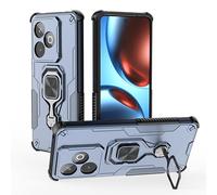 ILING Coque pour Realme GT 7 5G / Realme GT 7T 5G, Militaire Armure Antichoc Rigide PC Silicone Doux TPU Bumper Protection Étui Housse avec 360° Métal Anneau Support (Bleu)