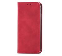 ILING Coque pour Samsung Galaxy S25 Edge, Rétro Peau Portefeuille PU en Cuir Etui avec RFID Blocage/Fentes pour Cartes/Béquille, Très Mince Antichoc Flip Case Housse (Rouge)