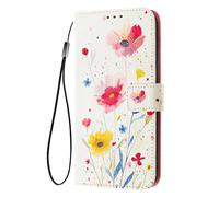 ILING Coque pour Sony Xperia 10 VII, Élégante Fleurs et Animés Mignons Femme Étui, Portefeuille PU en Cuir Flip Antichoc Housse avec Fentes pour Cartes/Support (Danse des Fleurs)