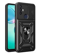 ILING Coque pour TCL 30 SE/TCL 305 / TCL 306, Texture Métal Mate Antichoc Dos Rigide PC Housse, Doux Silicone TPU Bumper Étui avec Support pour Bague et Caméra Couvercle (Noir)