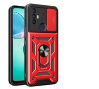 ILING Coque pour TCL 30 SE/TCL 305 / TCL 306, Texture Métal Mate Antichoc Dos Rigide PC Housse, Doux Silicone TPU Bumper Étui avec Support pour Bague et Caméra Couvercle (Rouge)