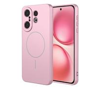 ILING Coque pour Vivo X200 FE 5G, Compatible avec la Charge Magnétique, Très Mince Simple Couleur Unie Souple Silicone Liquide TPU Antichoc Housse Mat Étui (Rose)