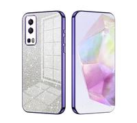 ILING Coque pour Vivo Y72 5G / Vivo Y52 5G, Très Mince Élégante Dégradé de Couleur Carton Brillant Design Femme Étui, Doux Silicone Galvanisé TPU Antichoc Protection Housse (Mauve)