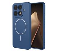 ILING Coque pour Xiaomi 15T Pro 5G, Compatible avec la Charge Magnétique, Très Mince Simple Couleur Unie Souple Silicone Liquide TPU Antichoc Housse Mat Étui (Bleu)