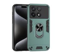 ILING Coque pour Xiaomi Poco X6 Pro 5G, Antichoc Rigide PC Silicone TPU Bumper Étui de Militaire Protection, 360° Anneau Support Renforcée Armure Housse (Vert)