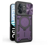 ILING Coque pour Xiaomi Redmi 15C 5G/4G/POCO C85, Texture Métal Avancée Antichoc Armure Rigide PC Housse, Mate Silicone TPU Bumper Étui avec Bague Support et Caméra Couvercle (Violet foncé)