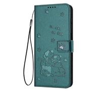 ILING Coque pour Xiaomi Redmi Note 15 Pro+ Plus 5G, Mignon Chaton Très Mince Antichoc Flip Housse, Premium Cuir PU Portefeuille Étui avec RFID Blocage/Fentes pour Cartes/Béquille (Vert foncé)