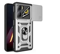 ILING Coque pour ZTE Nubia Neo 3 5G, Texture Métal Mate Antichoc Dos Rigide PC Housse, Doux Silicone TPU Bumper Étui avec Support pour Bague et Caméra Couvercle (Argent)
