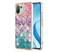 ILING Élégant Coque pour Xiaomi 11 Lite 5G NE/Xiaomi Mi 11 Lite 4G/5G, Etui Antichoc PC Double Couche Antichoc Housse, Mignon Étui Brillant pour Femmes et Fillese (Pétillant)