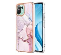 ILING Élégant Coque pour Xiaomi 11 Lite 5G NE/Xiaomi Mi 11 Lite 4G/5G, Etui Antichoc PC Double Couche Antichoc Housse, Mignon Étui Brillant pour Femmes et Fillese (Or Rose)