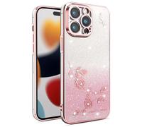ILING Femme Coque pour Vivo X300 Ultra, Étui Coloré Brillant avec Motif de Rose Élégant et Strass Exquises, Très Mince Doux Silicone TPU Bumper Antichoc Housse (Rose)