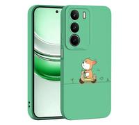 ILING Liquide Silicone Coque pour Realme C71/Realme C73/Realme P3 Lite 4G, Très Mince Élégante Fleurs et Animés Mignons Design Étui, Mat Doux TPU Bumper Antichoc Femme Housse (Vert Q10)
