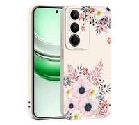 ILING Liquide Silicone Coque pour Realme C71/Realme C73/Realme P3 Lite 4G, Très Mince Élégante Fleurs et Animés Mignons Design Étui, Mat Doux TPU Bumper Antichoc Femme Housse (Blanc Q05)