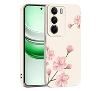 ILING Liquide Silicone Coque pour Realme C71/Realme C73/Realme P3 Lite 4G, Très Mince Élégante Fleurs et Animés Mignons Design Étui, Mat Doux TPU Bumper Antichoc Femme Housse (Blanc Q07)