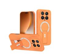 ILING Magnétique Coque pour Honor Magic 8 Pro 5G avec Protection de Caméra & Support Invisible, Étui Soyeuse et Douce au Toucher, Fine Anti-Traces Antichoc Housse, Orange