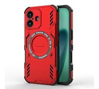 ILING Magnétique Coque pour Motorola Edge 70 Fusion, Compatible avec MagSafe, Très Mince Militaire Armure Antichoc Rigide PC Housse Doux Silicone TPU Bumper Étui (Rouge)