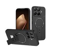ILING Magnétique Coque pour Xiaomi 15T Pro 5G avec Protection de Caméra & Support Invisible, Étui Soyeuse et Douce au Toucher, Fine Anti-Traces Antichoc Housse, Noir