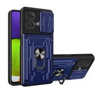 ILING Portefeuille Coque pour Motorola Edge 40 Neo, Très Mince Mate Antichoc PC Housse Silicone Étui avec Fentes pour Cartes, Support pour Bague, Caméra Couvercle (Bleu)