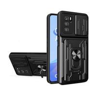 ILING Portefeuille Coque pour Oppo Reno 12 5G, Très Mince Mate Antichoc PC Housse Silicone Étui avec Fentes pour Cartes, Support pour Bague, Caméra Couvercle (Noir)