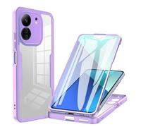 ILING Transparent Coque pour Oppo A5X 5G/4G, 360° Intégrale Protection Mode Très Mince Antichoc Étui avec L'écran Intégré, Dur PC + Silicone TPU Bumper Housse (Violet)