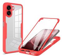 ILING Transparent Coque pour Oppo A6X 5G/4G/ Oppo A6K, 360° Intégrale Protection Mode Très Mince Antichoc Étui avec L'écran Intégré, Dur PC + Silicone TPU Bumper Housse (Rouge)