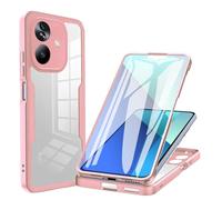 ILING Transparent Coque pour Oppo A79 5G / OnePlus Nord N30 SE 5G, 360° Intégrale Protection Mode Très Mince Antichoc Étui avec L'écran Intégré, Dur PC + Silicone TPU Bumper Housse (Rose)