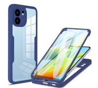 ILING Transparent Coque pour Oppo Find X5 Lite 5G, 360° Intégrale Protection Mode Très Mince Antichoc Étui avec L'écran Intégré, Dur PC + Silicone TPU Bumper Housse (Bleu)