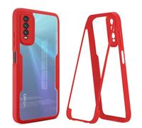 ILING Transparent Coque pour Vivo Y20s / Vivo Y20 / Vivo Y11s, 360° Intégrale Protection Mode Très Mince Antichoc Étui avec L'écran Intégré, Dur PC + Silicone TPU Bumper Housse (Rouge)