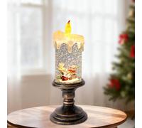 iLitLuk Boule à Neige en Forme de Bougie Lanterne LED à Rotor à Eau avec minuterie, alimentée par Piles (Non fournies) Cadeau de décoration de Noël pour la Maison 26 cm de Haut