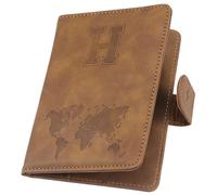 ILIYAH Étui de passeport personnalisé - Couverture de passeport personnalisée avec blocage RFID, accessoire de voyage unisexe, Marron H, 11*1*15cm, Décontracté