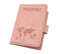 ILIYAH Étui portefeuille de voyage en cuir PU avec blocage RFID et fente pour cartes et sangle élastique, Rose Mg, S, Minimaliste