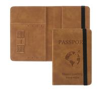 ILIYAH Pochette Passeport Protège Passeports - Blocage RFID Protection Passeport Francais Doux et Résistant Sangle de Protection(Brun)
