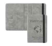 ILIYAH Pochette Passeport Protège Passeports - Blocage RFID Protection Passeport Francais Doux et Résistant Sangle de Protection(Gris)