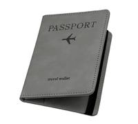 ILIYAH Porte Passeport Cuir PU Blocage RFID Housse de Passeport Portefeuille de Voyage Étui avec Fente pour Cartes & Strap élastique Passport Covers（Gris）