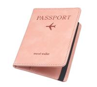 ILIYAH Porte Passeport Cuir PU Blocage RFID Housse de Passeport Portefeuille de Voyage Étui avec Fente pour Cartes & Strap élastique Passport Covers（Rose）