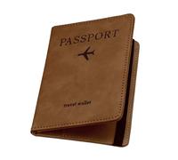 ILIYAH Porte Passeport Cuir PU Blocage RFID Housse de Passeport Portefeuille de Voyage Étui avec Fente pour Cartes & Strap élastique Passport Covers(Brun)