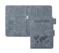 ILIYAH Protege Passeport Francais Pochette Passeport Voyage Technologie RFID étui Passeport étui Carte Bancaire Léger et Portable(Gris)