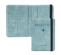 ILIYAH Protege Passeport Francais Pochette Passeport Voyage Technologie RFID étui Passeport étui Carte Bancaire Léger et Portable(Bleu)